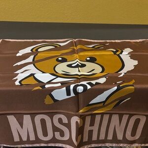 Moschino Brown and Cream Bear Scarf